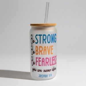 Inspirational Frosted Glass Tumbler with Straw